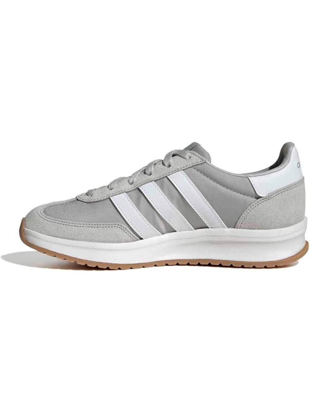 Womens Grey White Rubber Run 70s Lace-Up Closure Breathable Athletic Shoes
